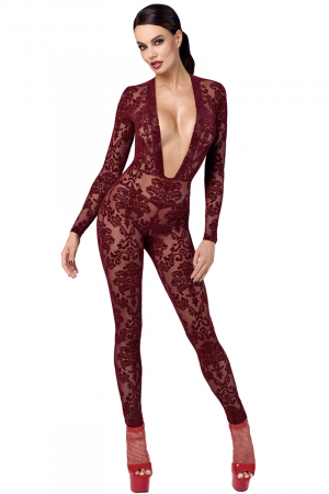 Combinaison en tulle floqué Kink Royal F382 - Noir Handmade