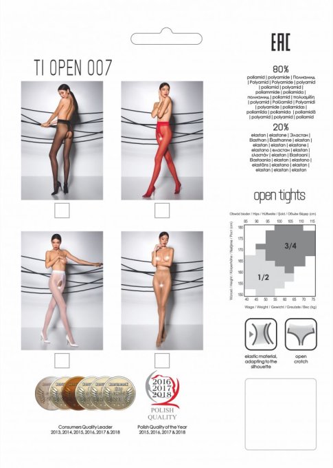 TI007R Collants ouverts 20 DEN - Rouge