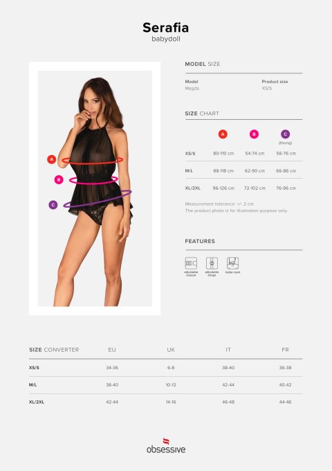 Serafia Nuisette et string - Noire