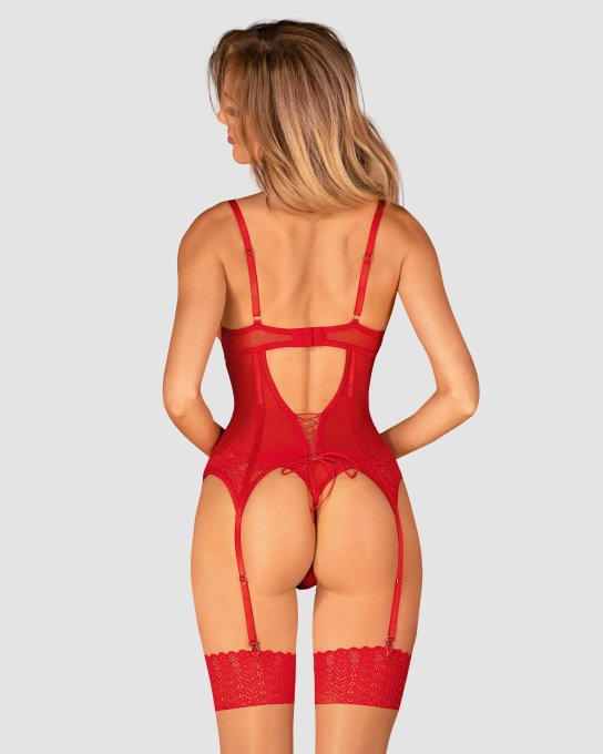 Ingridia corset et string - Rouge