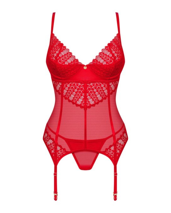 Ingridia corset et string - Rouge