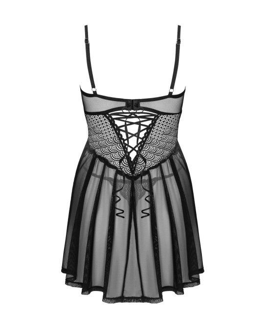 Chemeris babydoll et String - Noire
