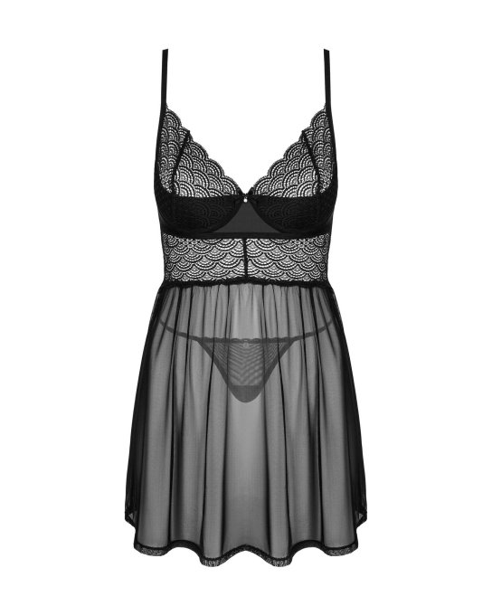 Chemeris babydoll et String - Noire