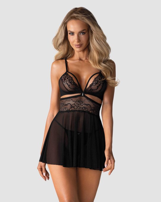 838-BAB-1 babydoll - Noir