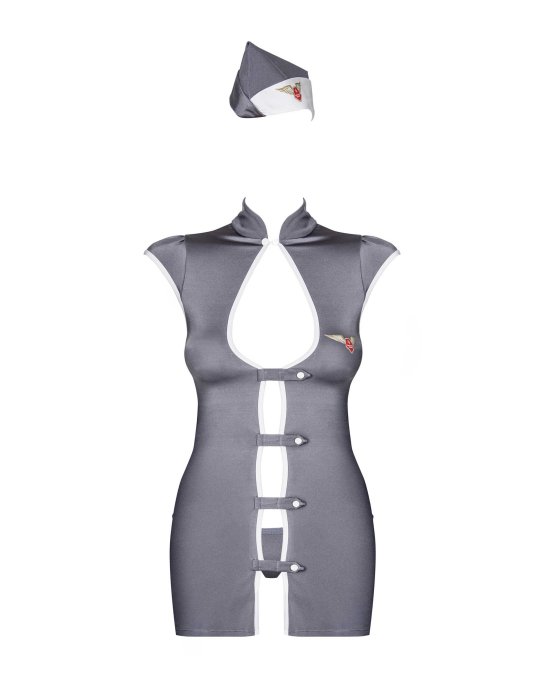 Stewardess Costume 3 pcs - Gris