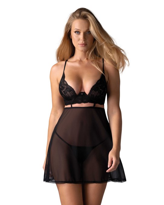 Nutris babydoll et String - Noire