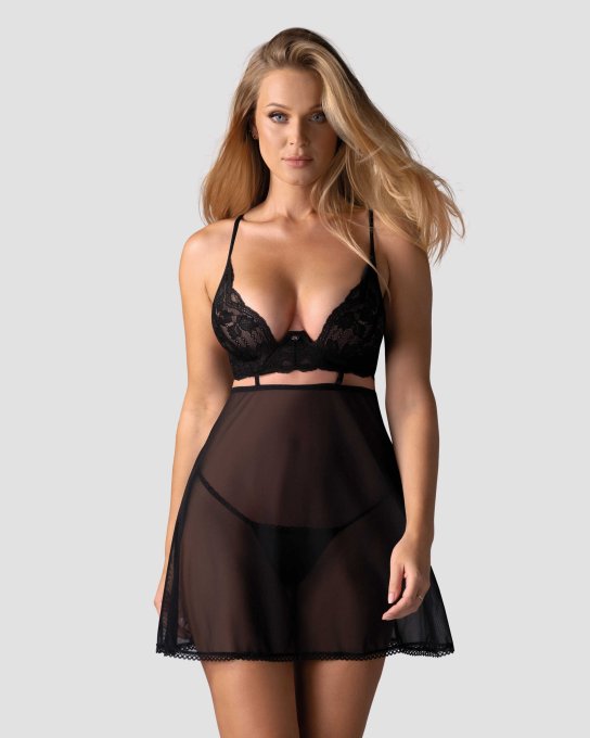 Nutris babydoll et String - Noire