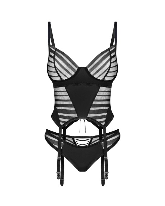 Lune Bellis corset et string - Noirs