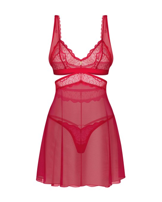 Cupide Desir babydoll et String - Rouge