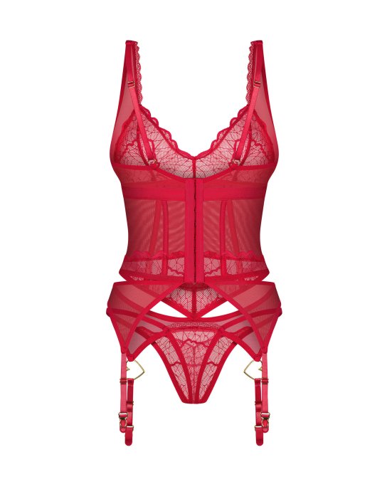 Cupide Desir corset et string - Rouge