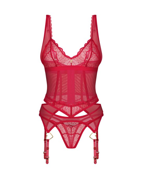 Cupide Desir corset et string - Rouge