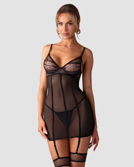 Nuites nuisette et string - Noirs