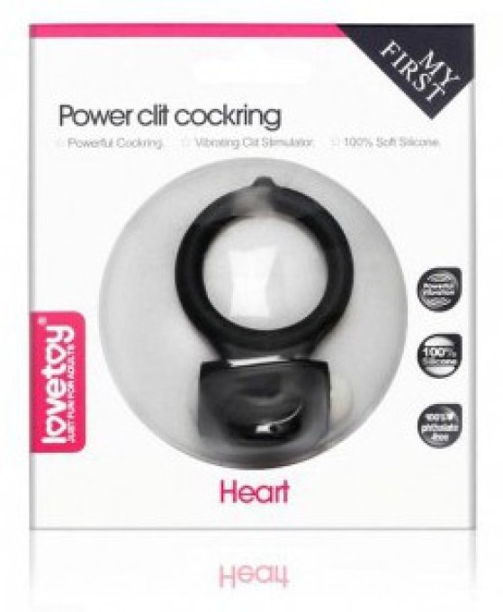 Anneau Vibrant Power Clit HEART – Noir