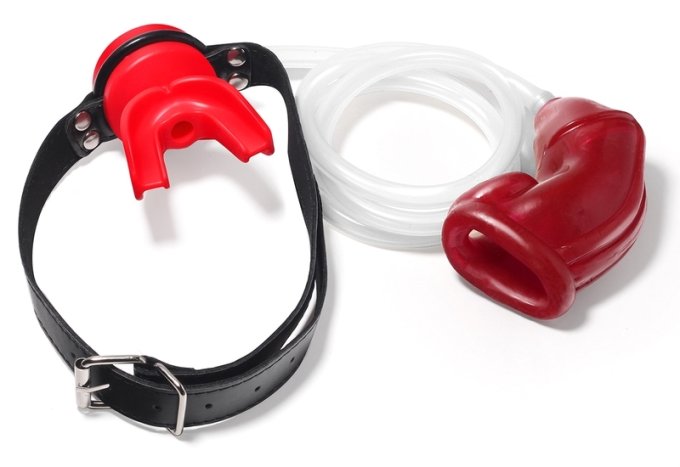 Bâillon Urinoir avec Cage souple Rouge