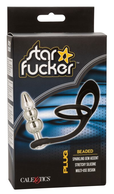 Ballstretcher et Plug Bijou en métal Beaded Star Fucker 8 x 2.7cm