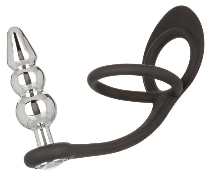 Ballstretcher et Plug Bijou en métal Beaded Star Fucker 8 x 2.7cm