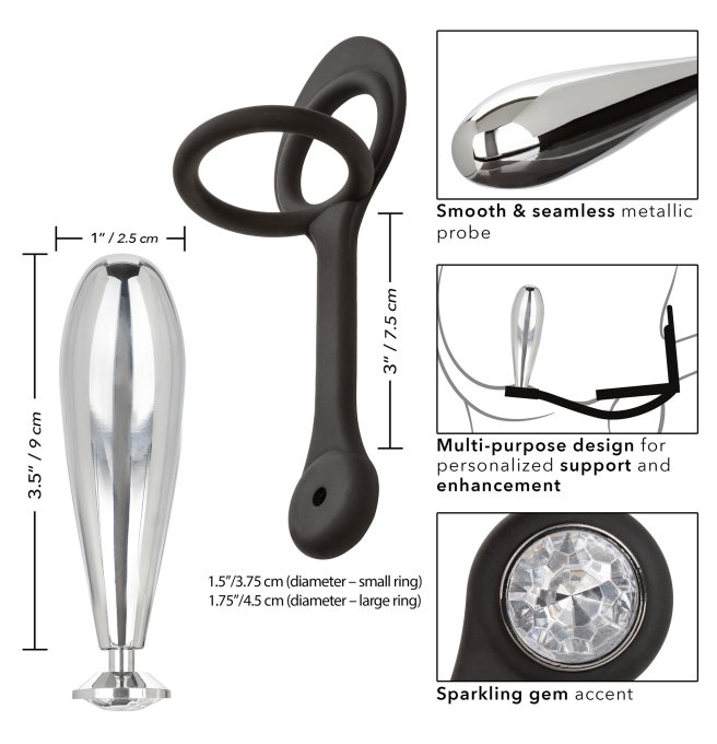 Ballstretcher et Plug bijou en métal Glider Star Fucker 9 x 2.8cm