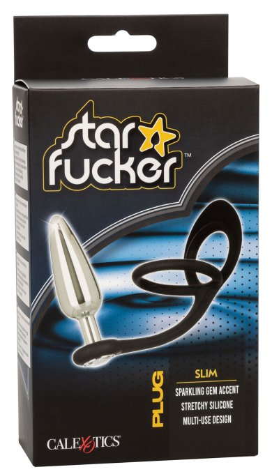 Ballstretcher et Plug bijou en métal Slim Star Fucker 9 x 2.8cm