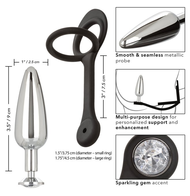 Ballstretcher et Plug bijou en métal Slim Star Fucker 9 x 2.8cm