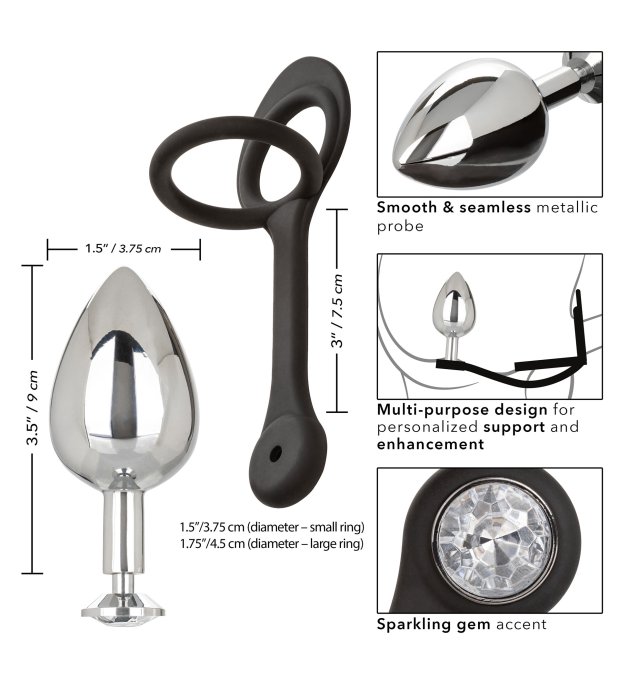 Ballstretcher et Plug Bijou en métal XL TearDrop Star Fucker 8 x 4cm