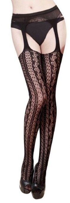 Bas effet porte-jarretelles Erotic Panty Noirs