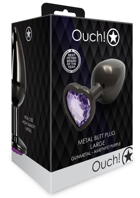 Bijou anal Heart Gem L 8 x 4cm Noir-Violet