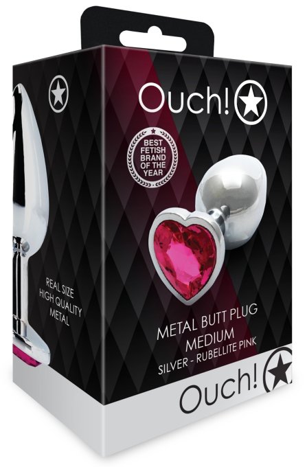 Bijou anal Heart Gem M 7 x 3.3cm Argenté-Rose