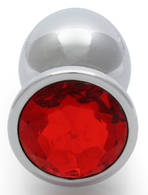 Bijou anal Round Gem L 8 x 4cm Argenté-Rouge