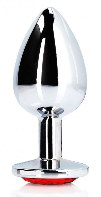 Bijou anal Round Gem L 8 x 4cm Argenté-Rouge