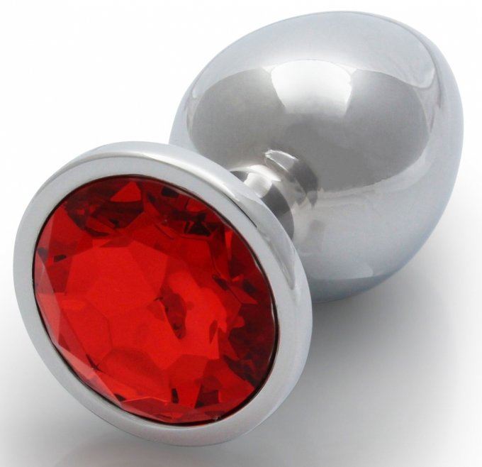 Bijou anal Round Gem L 8 x 4cm Argenté-Rouge