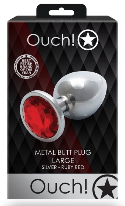 Bijou anal Round Gem L 8 x 4cm Argenté-Rouge