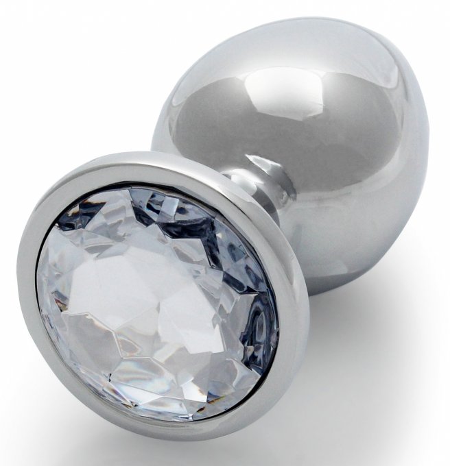 Bijou anal Round Gem L 8 x 4cm Argenté-Transparent