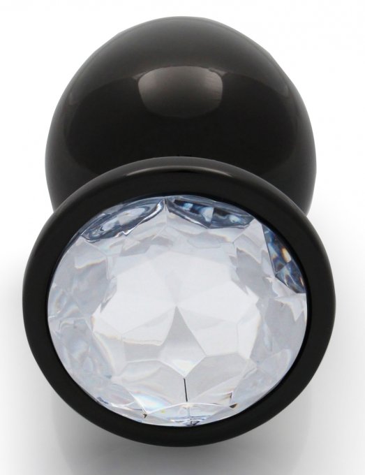 Bijou anal Round Gem L 8 x 4cm Noir-Transparent