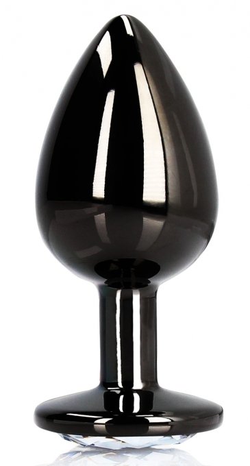 Bijou anal Round Gem L 8 x 4cm Noir-Transparent