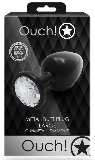 Bijou anal Round Gem L 8 x 4cm Noir-Transparent