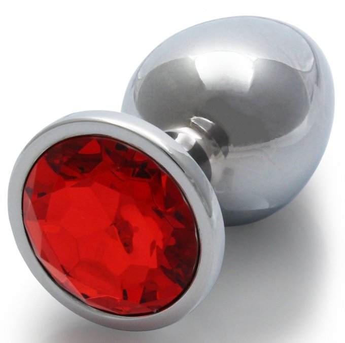 Bijou anal Round Gem M 7 x 3.3 cm Argenté-Rouge