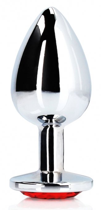 Bijou anal Round Gem M 7 x 3.3 cm Argenté-Rouge