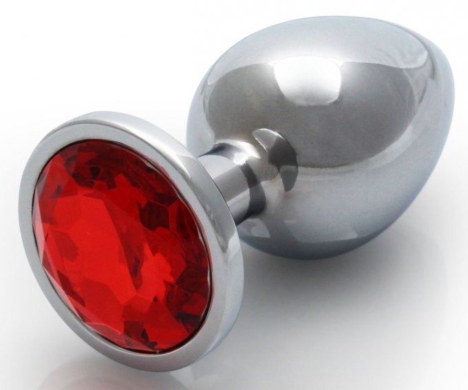 Bijou anal Round Gem M 7 x 3.3 cm Argenté-Rouge