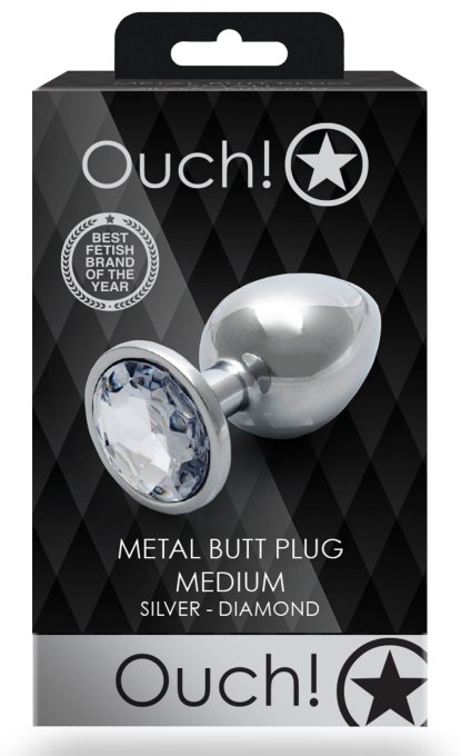Bijou anal Round Gem M 7 x 3.3 cm Argenté-Transparent