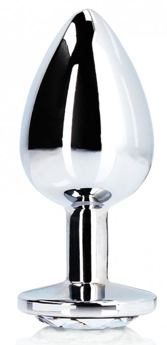 Bijou anal Round Gem M 7 x 3.3 cm Argenté-Transparent