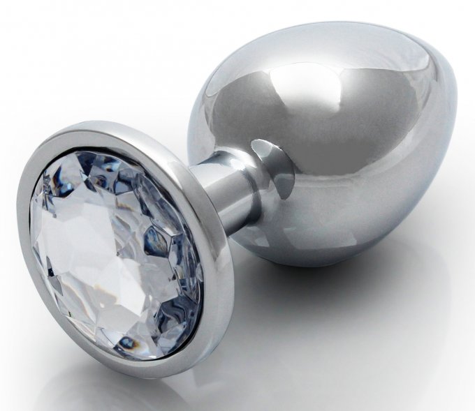 Bijou anal Round Gem M 7 x 3.3 cm Argenté-Transparent