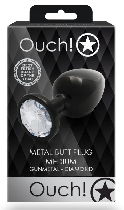 Bijou anal Round Gem M 7 x 3.3 cm Noir-transparent