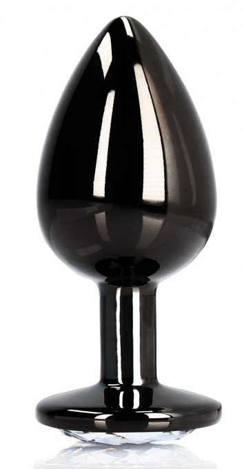Bijou anal Round Gem M 7 x 3.3 cm Noir-transparent