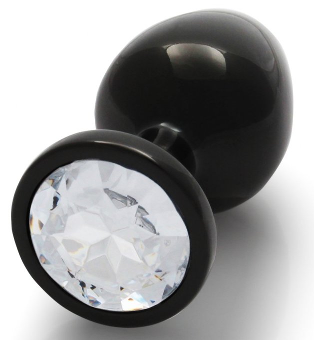 Bijou anal Round Gem M 7 x 3.3 cm Noir-transparent