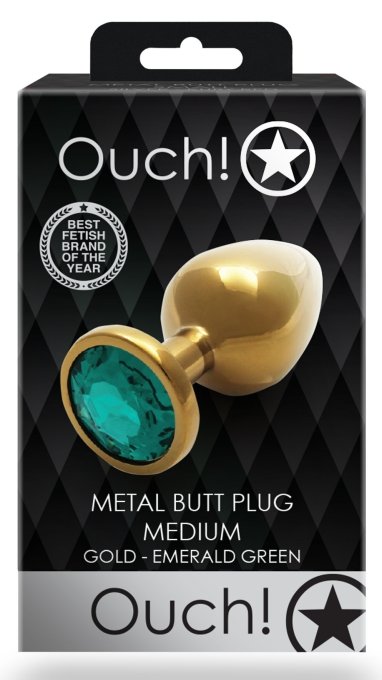 Bijou anal Round Gem M 7 x 3.3cm Doré-Vert