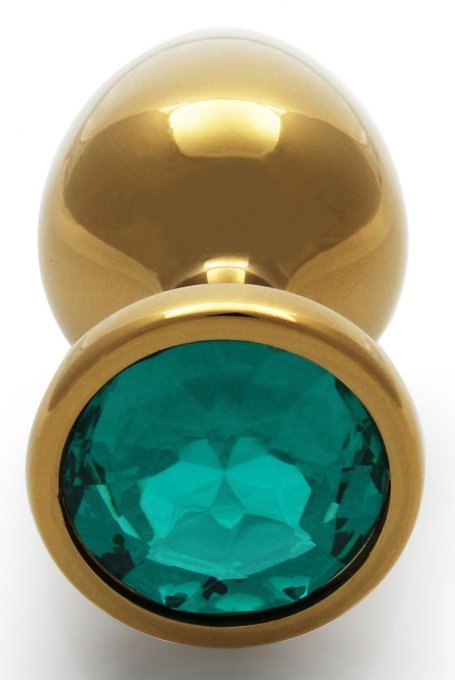 Bijou anal Round Gem M 7 x 3.3cm Doré-Vert
