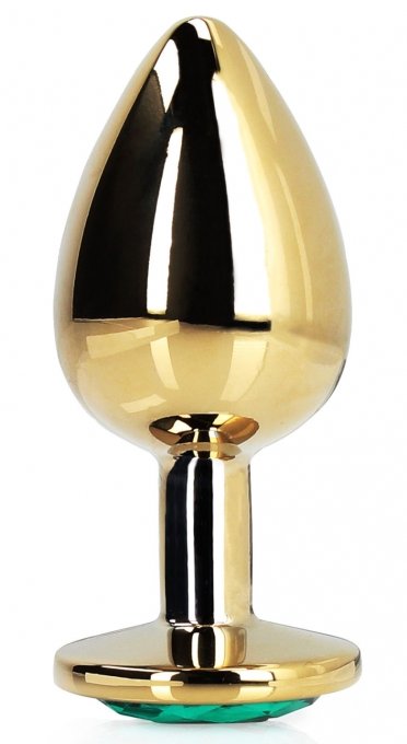 Bijou anal Round Gem M 7 x 3.3cm Doré-Vert