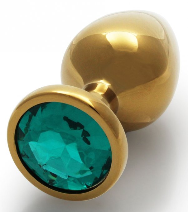 Bijou anal Round Gem M 7 x 3.3cm Doré-Vert