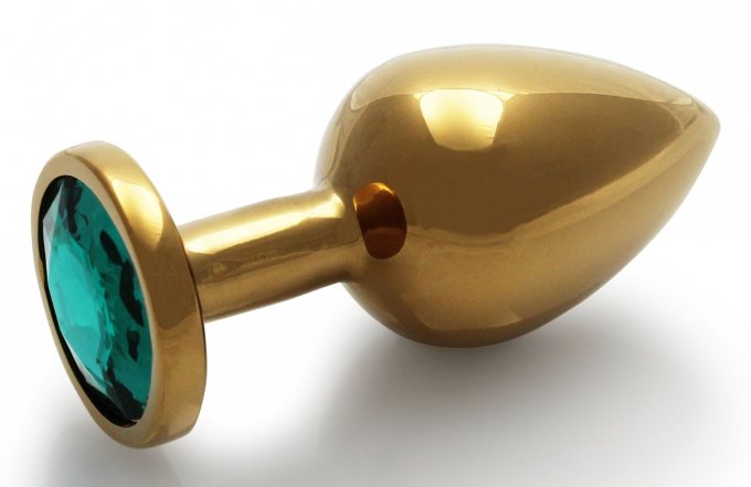 Bijou anal Round Gem M 7 x 3.3cm Doré-Vert