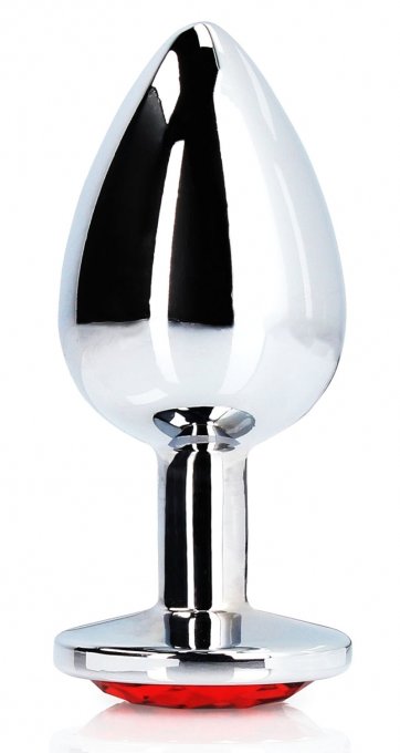 Bijou anal Round Gem S 6 x 2.6cm Argenté-Rouge